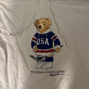 Polo Ralph Lauren teddy bear hockey USA pullover with hood. Size M